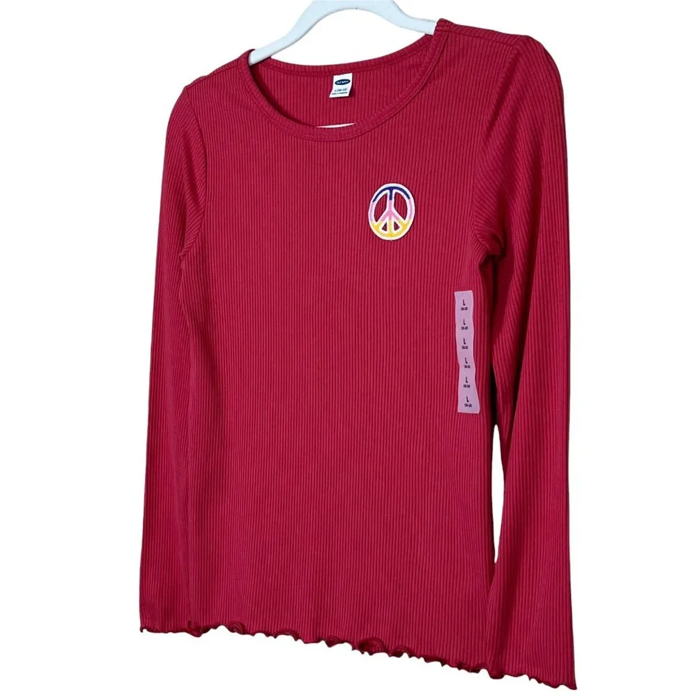 Old Navy‎ Peace Graphic Ribbed Top Love Song Girl’s Large/10-12